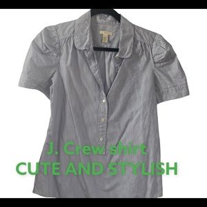 J Crew Striped Puff Sleeve popover shirt